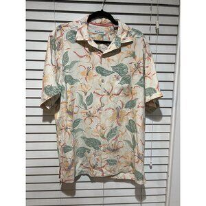 Tommy Bahama 100% Silk Floral Short Sleeve Button‎ Up Shirt - Size M